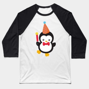 New Year Penguin, Party Hat, Firecracker, Bow Tie Baseball T-Shirt